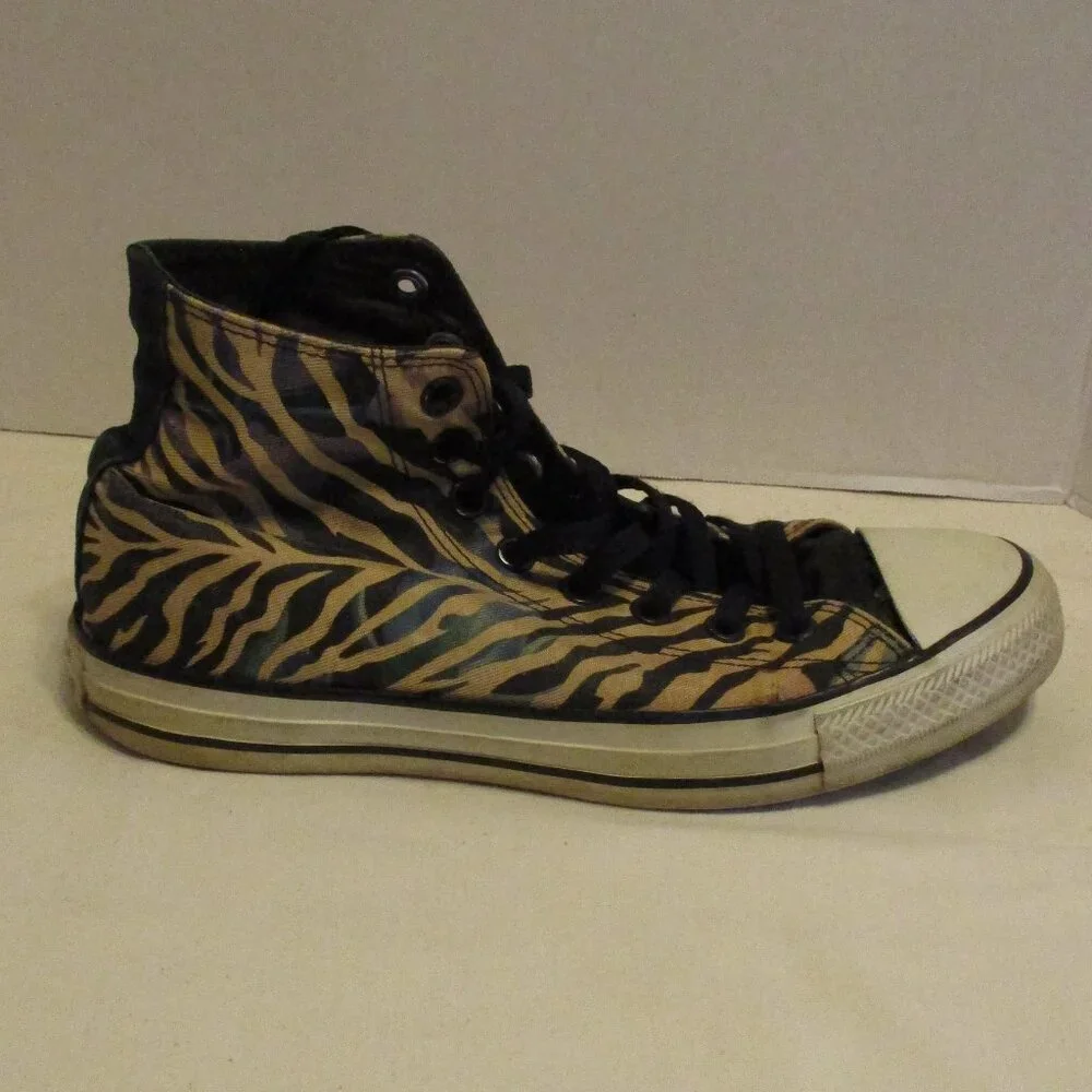 Converse Shoes Chuck Taylor Men Size 9 Black White Tan Lace Up High Top Shoes